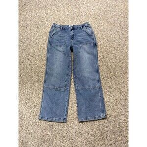 7/28 Ceros Crop Straight Double Knee Workwear Carpenter Utility Jeans